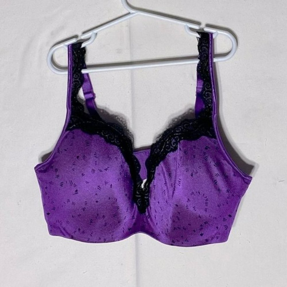 ADDITION elle Purple Black Bra with Lace Trim